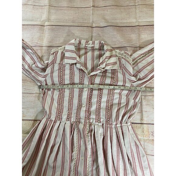 A Loves A Women's Beige, Red Stripe Long Sleeve Button Front Dress - Large - Picture 8 of 14